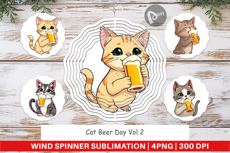 Wind Spinner Cat Beer Day