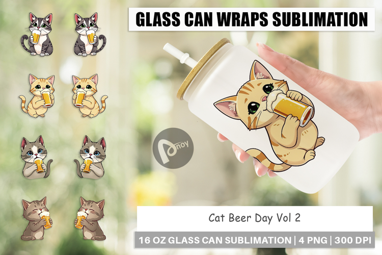 Glass Can Cat Beer Day