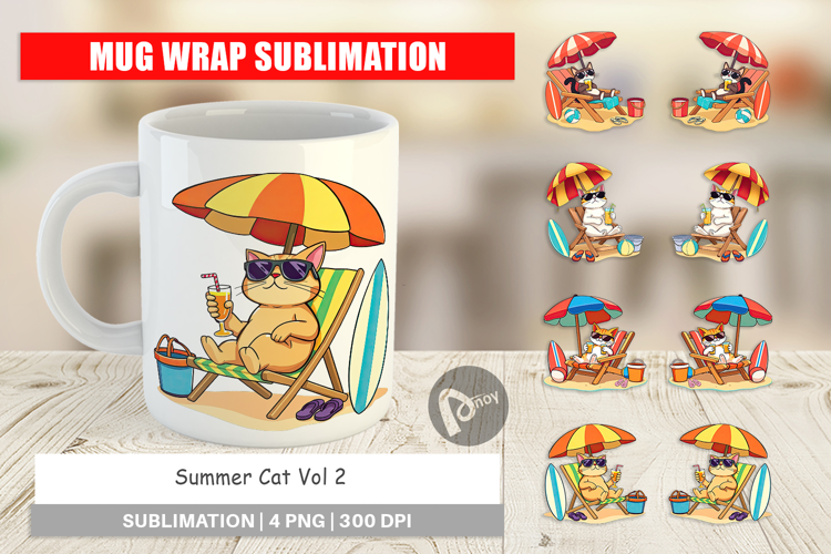 Mug Wrap Summer Cat