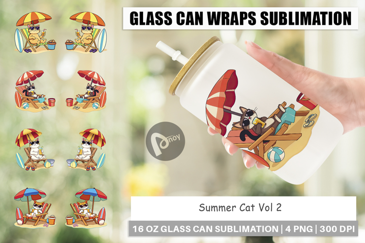 Glass Can Summer Cat