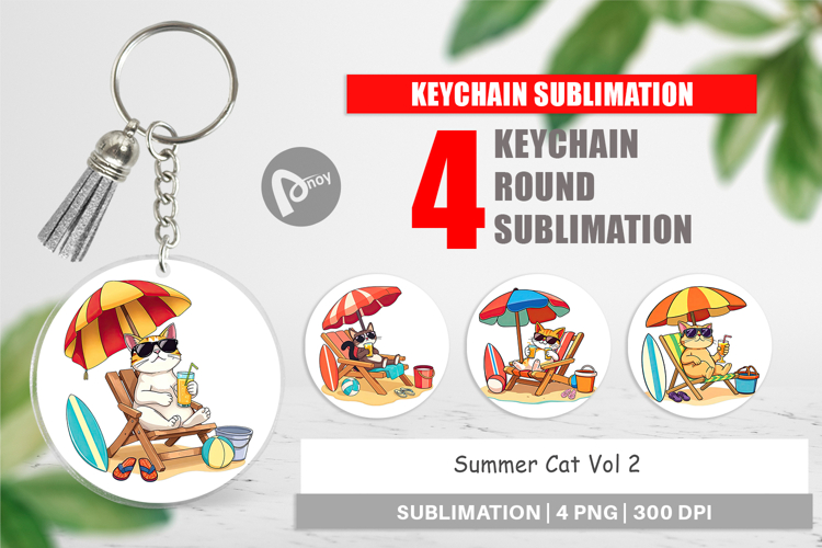 Keychain Summer Cat
