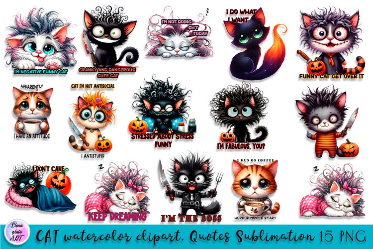 Black And White Cat Clipart Image 9
