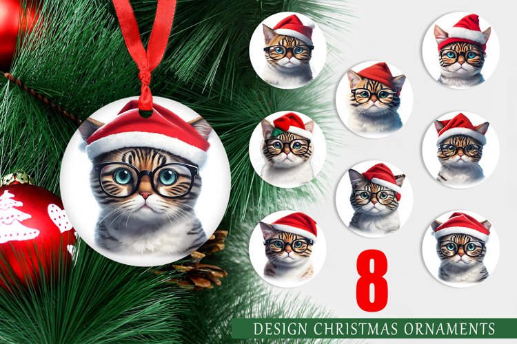 Christmas Ornaments Cat Wearing Glasses and Hat