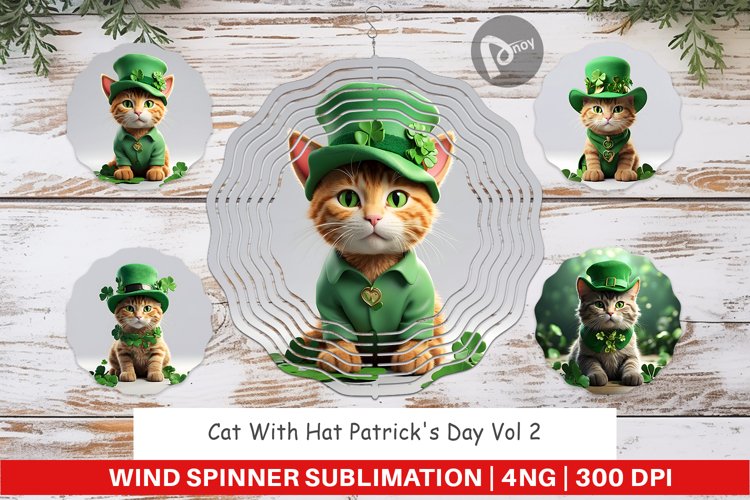 Wind Spinner Cat With Hat Patrick's Day