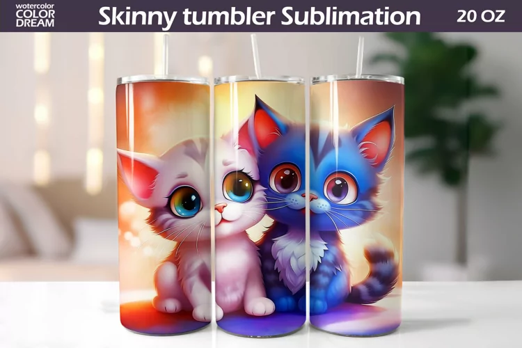 Cute Cats Tumbler Wrap | Valentines Day Tumbler