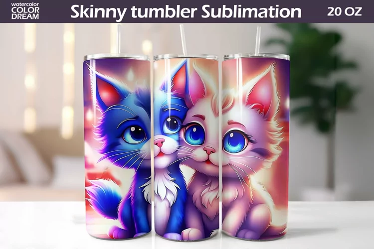 Cute Cats Tumbler Wrap | Valentines Day Tumbler