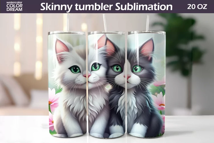 Cute Cats Tumbler Wrap | Valentines Day Tumbler