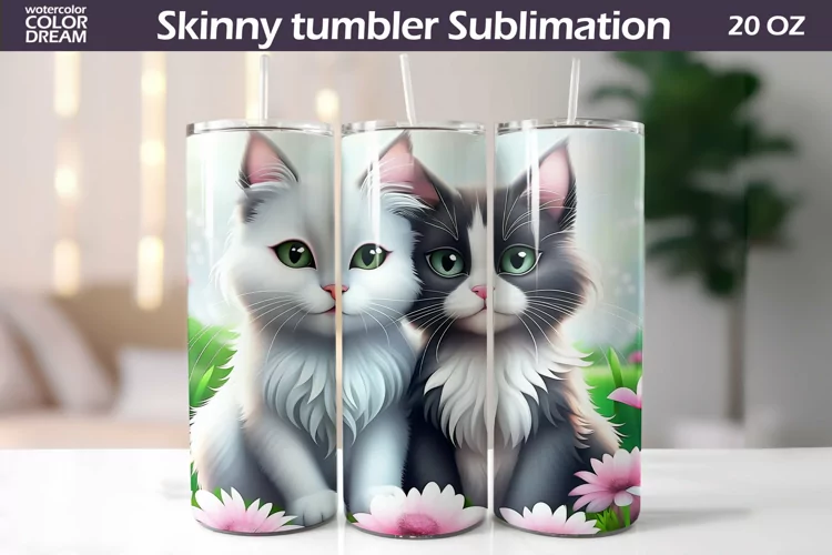 Cute Cats Tumbler Wrap | Valentines Day Tumbler