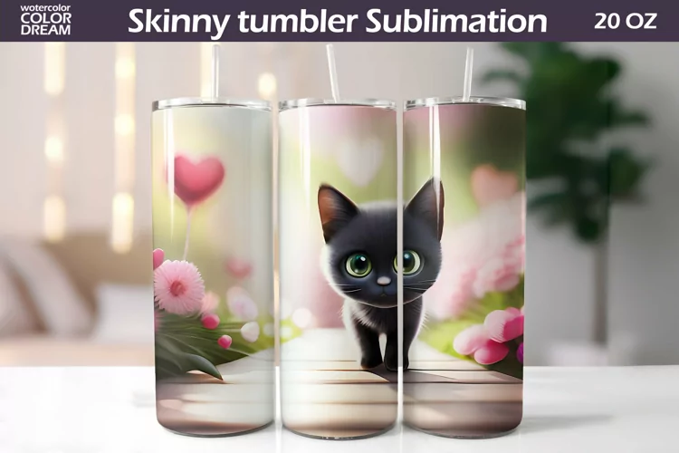 Cute Cats Tumbler Wrap | Valentines Day Tumbler