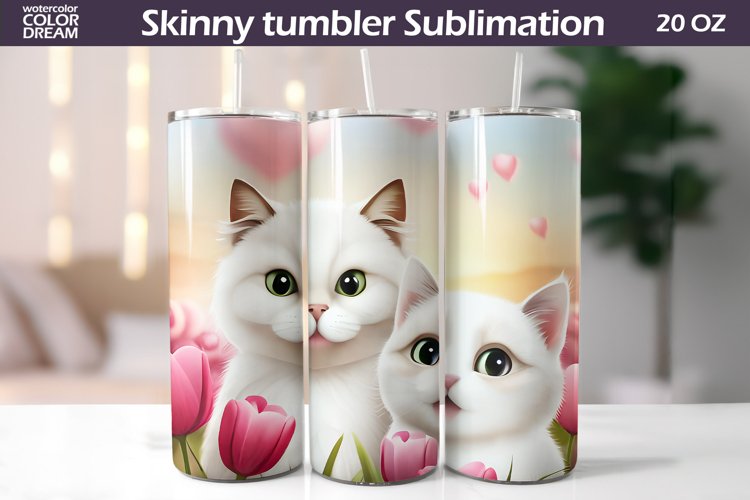Cute Cats Tumbler Wrap | Valentines Day Tumbler
