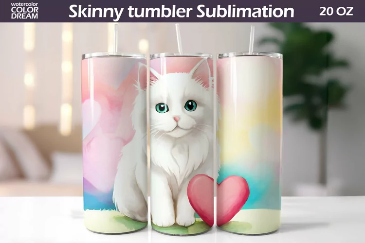 Cute Cats Tumbler Wrap | Valentines Day Tumbler