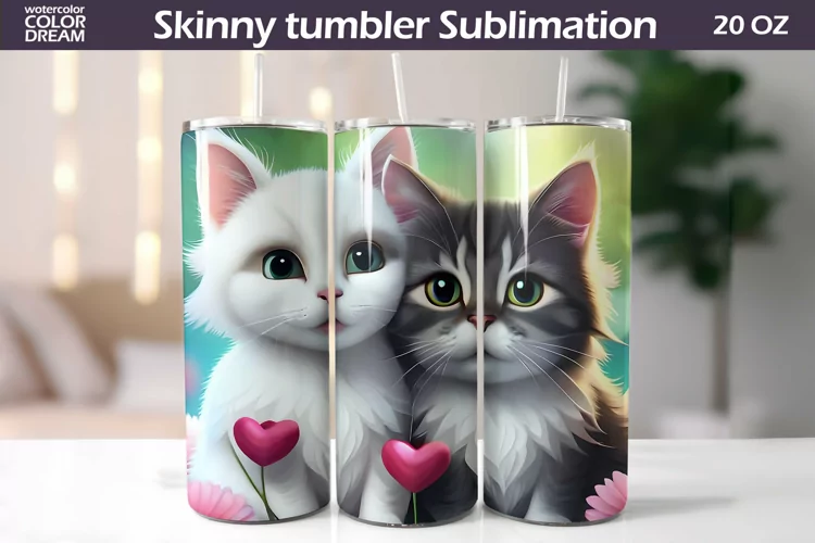 Cute Cats Tumbler Wrap | Valentines Day Tumbler