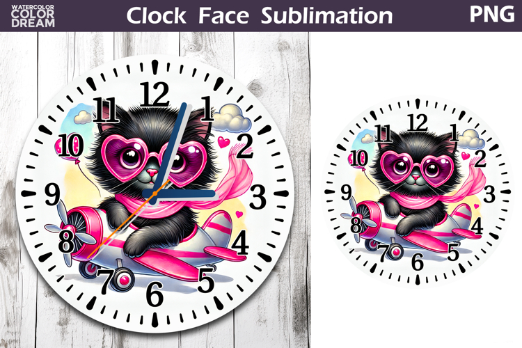 Cat Valentine Clock Face | Valentines Day Clock Design