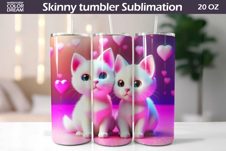 Cute Cats Tumbler Wrap | Valentines Day Tumbler