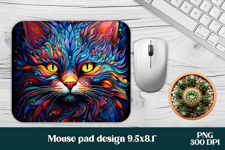 Psychedelic cat mouse pad PNG design | Mousepad wrap PNG