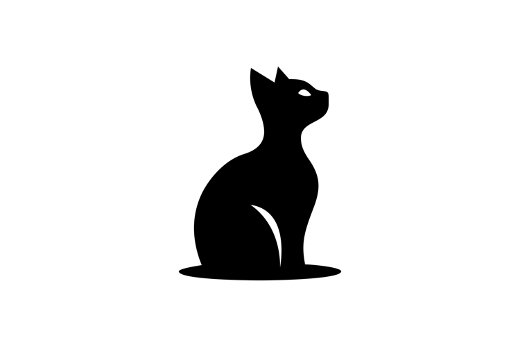 Minimalist Black Cat Silhouette Vector Logo Illustration