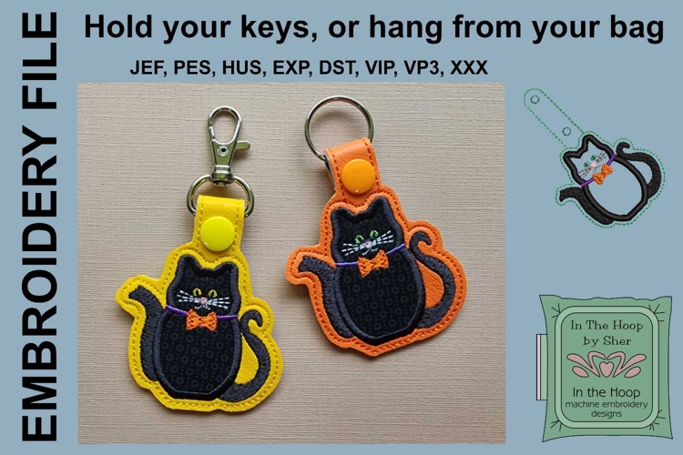 Black Cat Key Fob - Bag Tag