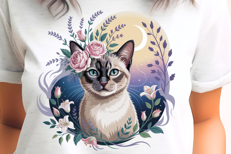 Kitten with Roses PNG Sublimation