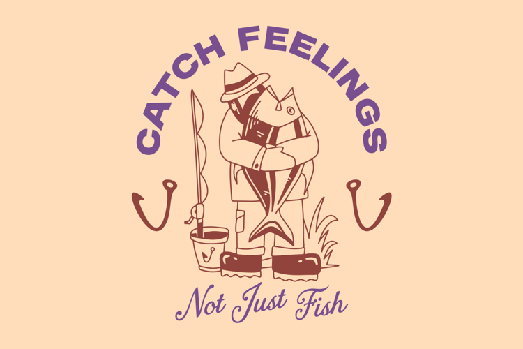 Catch Feelings Vintage Summer Fishing T shirt Design