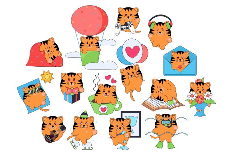Cat Characters - Playful Cartoon Clipart