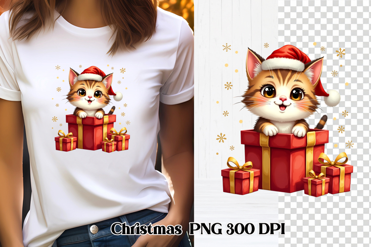 Christmas cat clipart PNG | Christmas animal sublimation