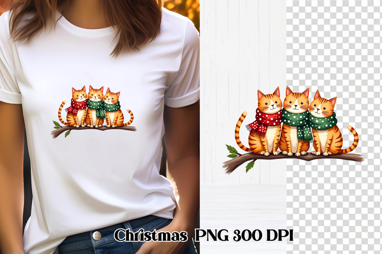 Christmas cat clipart PNG | Christmas animal sublimation