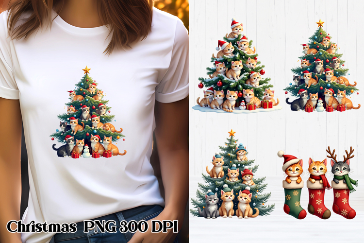 Christmas cat clipart PNG | Christmas animal sublimation