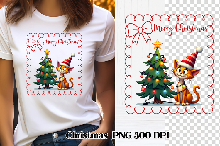 Christmas funny cat sublimation | Christmas clipart design