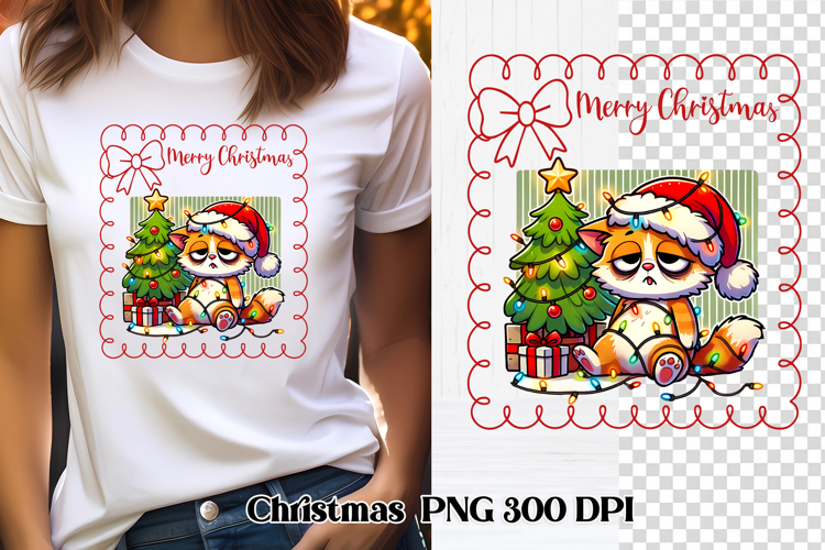 Christmas funny cat sublimation | Christmas clipart design