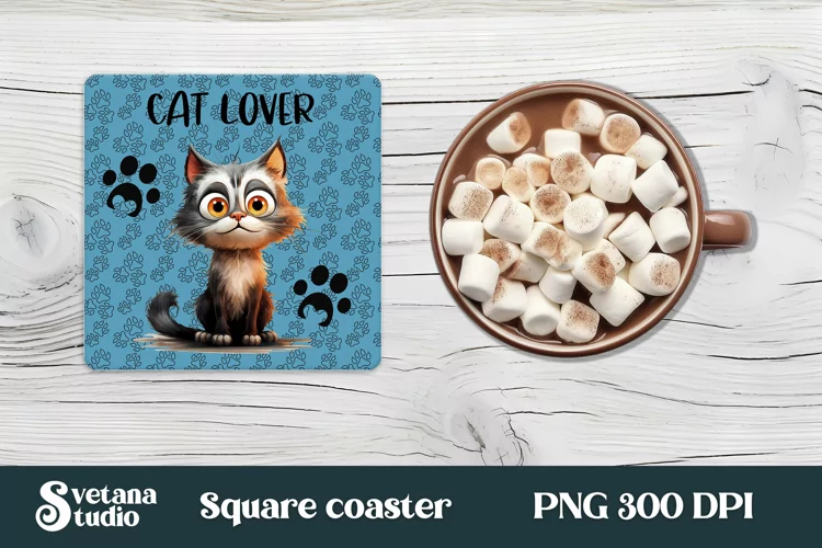 Funny cat square coaster sublimation