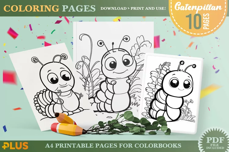 Caterpillar Coloring Pages - Cute Animal Coloring Book