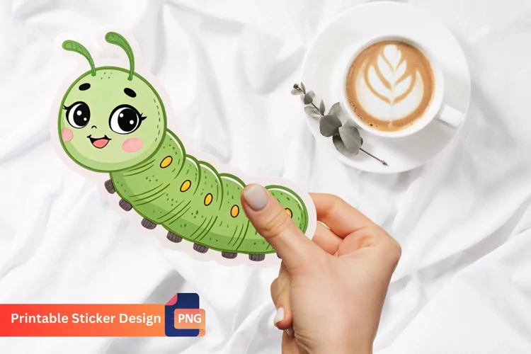 Funny Caterpillar Sticker, Insect Sticker, Animal Sticker