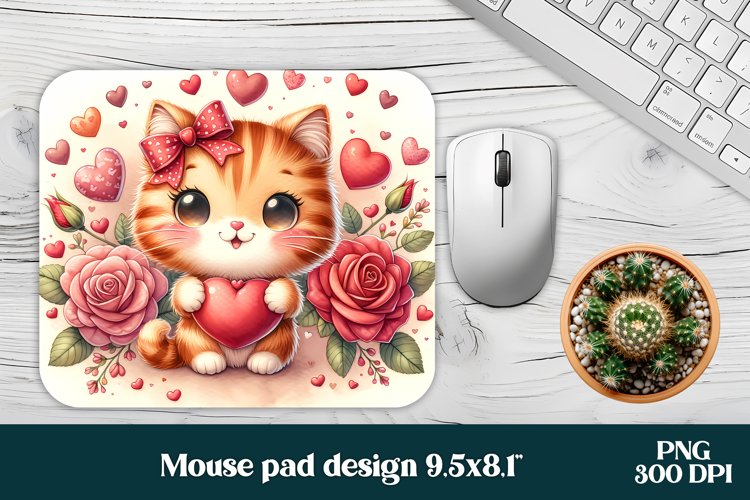 Ginger cat flower mouse pad sublimation design