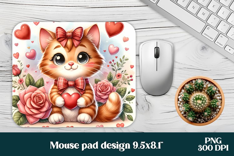 Ginger cat flower mouse pad sublimation design | Mousepad