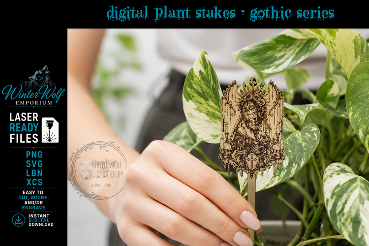 Gothic Plant Stake - Catrina - SVG PNG Laser Cut - Garden