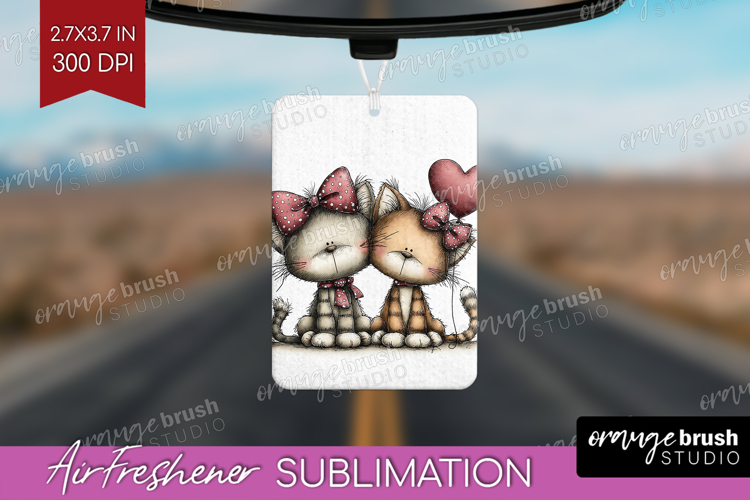 Cats Valentine Air Freshener PNG Whimsical Animal PNG
