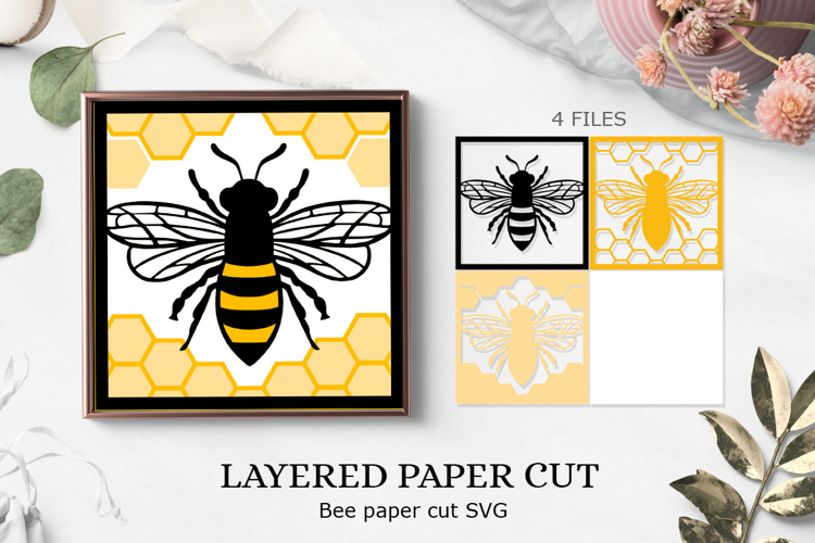 Bee and honey layered paper cut | Bee Honey laser Layered