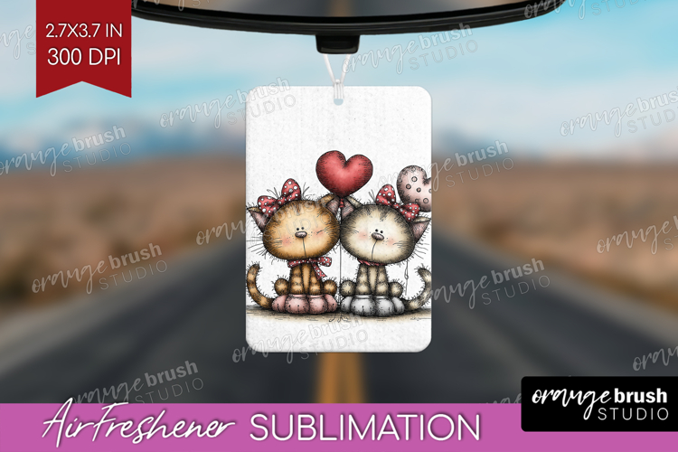Cats Valentine Air Freshener PNG Whimsical Animal PNG