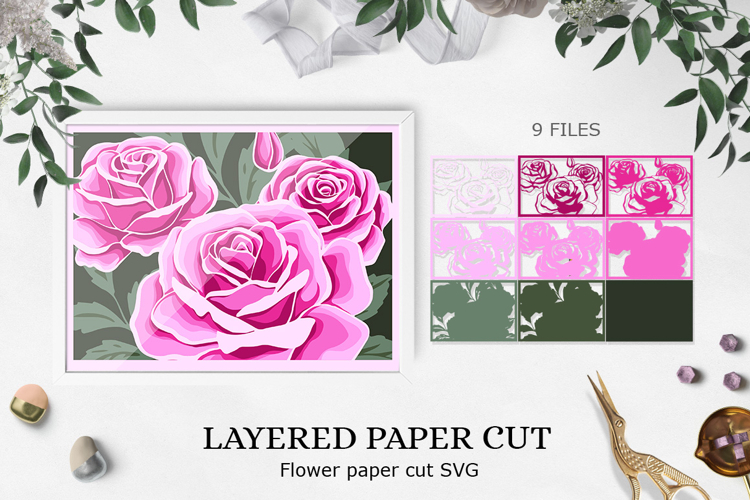 Rose Paper Cutting File/ flower paper cut SVG