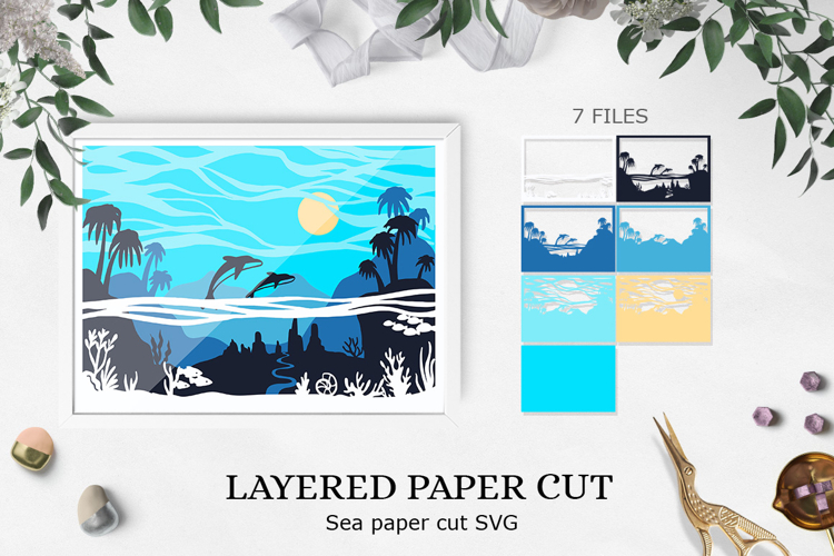 Layered paper cut ocean| 3D Layered paper cut sea