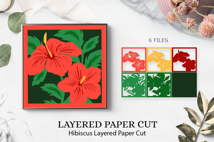 Tropical flowers shadow box / 3D Hibiscus Shadow box