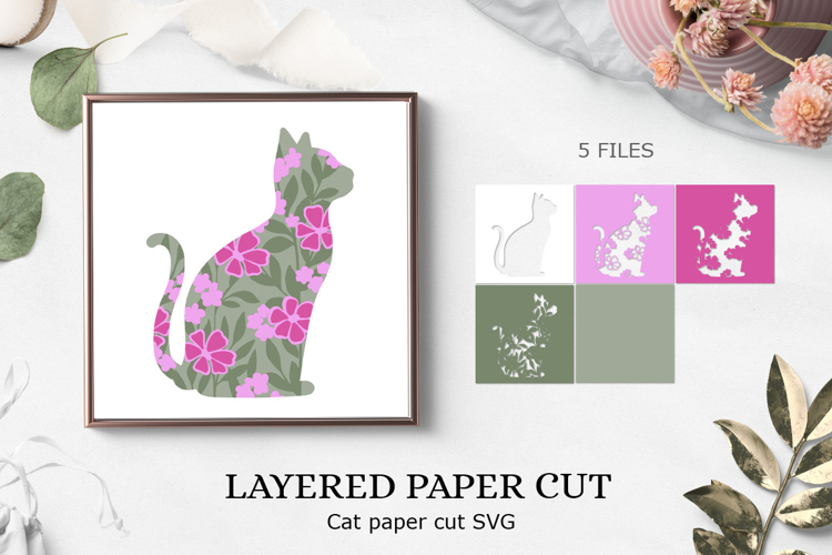 3d layered paper cut Cat / cat lightbox