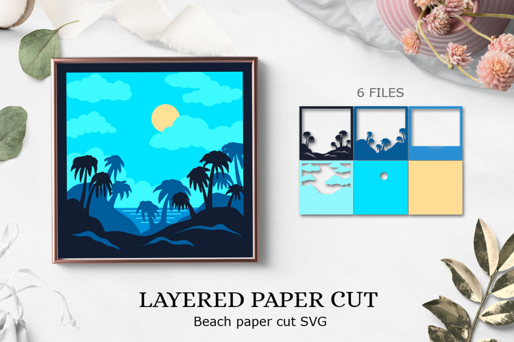 Beach layered paper cut | beach layered paper cutting