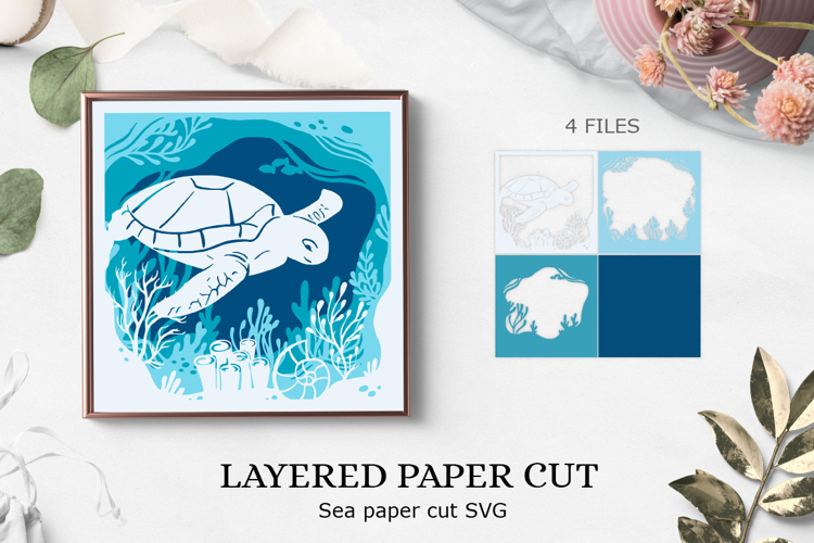 Layered paper cut sea / Layered paper cut sea SVG