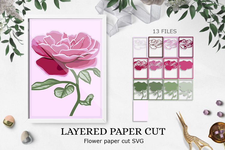Rose SVG / Roses layered paper cut / Shadow box Roses