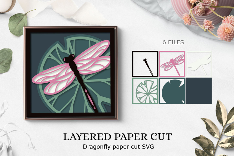 Dragonfly layered paper / Papercut Shadow Box