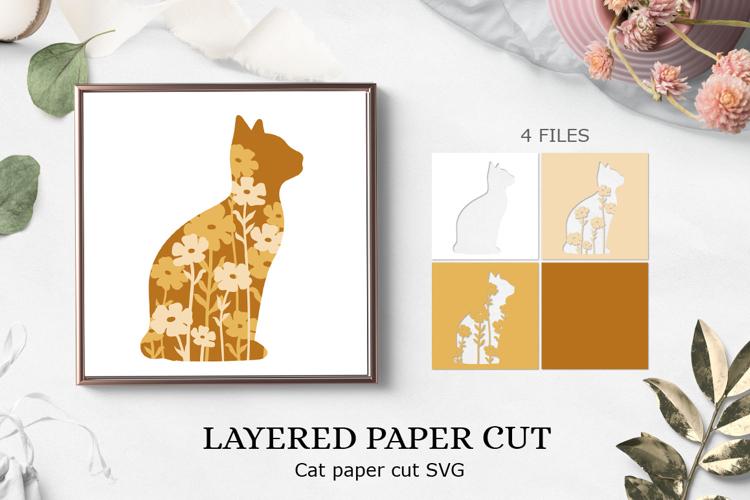 Shadow Box SVG Cat / Layer SVG File for Cricut / Cricut Cat