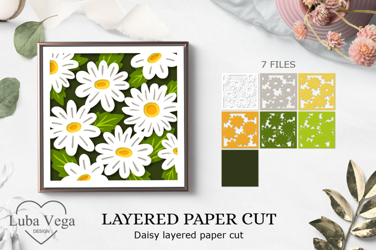 Daisy layered paper cut / Daisy shadow box