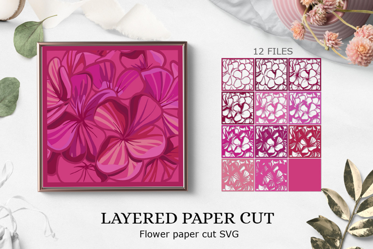 3d flower shadow box / Layered Papercut Flower
