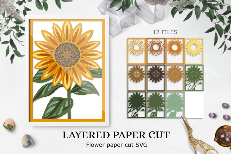 Sunflower multilayer postcard /3D Layered Sunflower example image 1